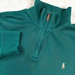 Polo Ralph Lauren Herren Large Green Estate Rib Langarm 1/4 Zip Pony Jacke - Bild 1 von 10