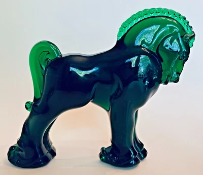 Heisey by Mosser CLYDESDALE Horse Emerald Green Glass Longaberger Figurine - Image 1 of 4