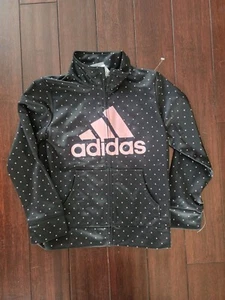 Girls Adidas Polka Dot Zip Up Track Jacket Size 6X - Picture 1 of 4