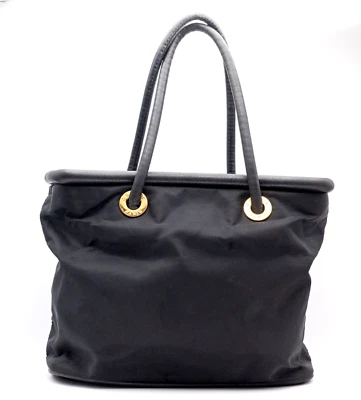 CELINE Дамская сумка с короткими ручками нейлона кожи черный подлинный из Японии - Изображение 1 из 4