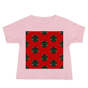 Cats on Red Baby Jersey Short Sleeve Tee - Picture 1 of 5
