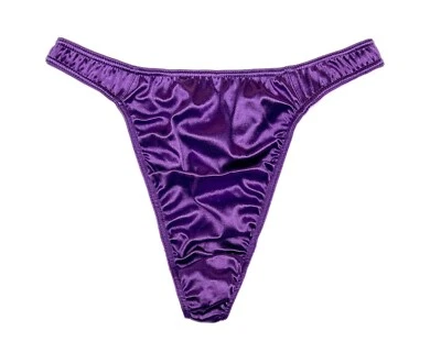 Second Skin Satin Thong Purple L - Image 1 of 2