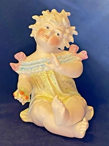 Vintage BISQUE Porcelain PIANO Baby Figurine GIRL with Fruit - Picture 1 of 15