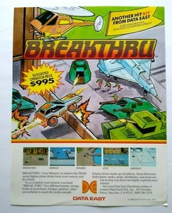 Data East Breakthru Arcade FLYER Original 1986 Video Game Paper Artwork Sheet - Picture 1 of 2