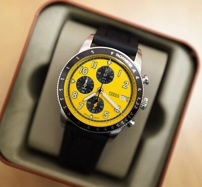 Nuevo reloj para hombre Fossil amarillo y negro con correa de silicona FS6044 precio de venta sugerido por el fabricante 219 € Foto 1 de 4