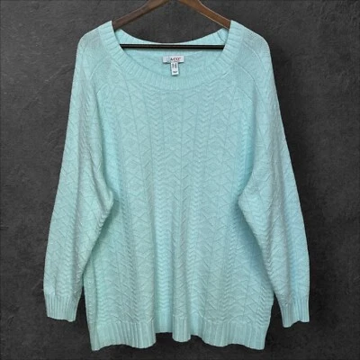 D&Co. Novelty Pointelle Crewneck Sweater Women Size 2X Green Pullover - Image 1 of 4