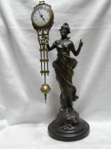 Chinese Wonderful Attractive Copper Statue Belle Swing Machine Clock - Picture 1 of 9