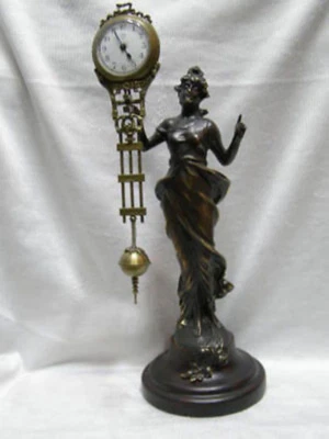 Chinese Wonderful Attractive Copper Statue Belle Swing Machine Clock - Image 1 of 4