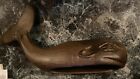 LARGE/HEAVY  13" Cast Iron Sperm Whale Figurine~Cold Painted Brown Detailed