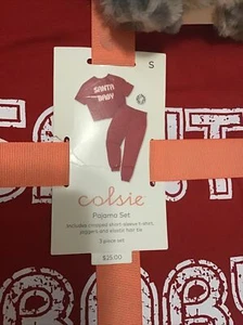 Women's T-Shirt and Fleece Joggers Pajama Set with Scrunchie - Colsie; Red S - Picture 1 of 3