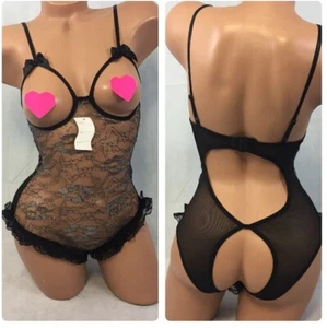 Sheer Open Cup Teddy Open Back OS Sexy Lingerie Wear Exotic Ware Fantasy - Picture 1 of 7