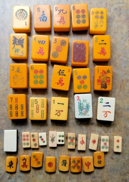 Game pieces cardboard mahjong tile pieces lot scrapbooking craft supplies