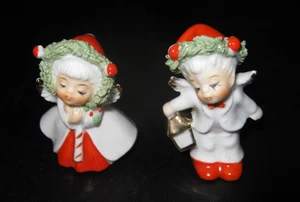 50er Jahre Miniatur Napco Weihnachten küssender Engel Figuren 2er Set Bone China - Bild 1 von 12