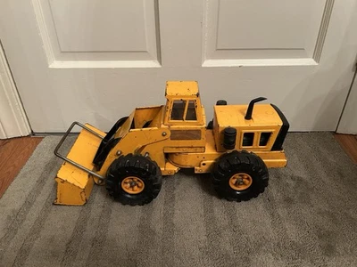 Cargador frontal de acero prensado Mighty Tonka años 70 pintura naranja raro Foto 1 de 4