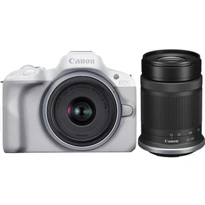 Canon EOS R50 Mirrorless Camera w/ 18-45mm and 55-210mm Lenses (White) - Picture 1 of 5
