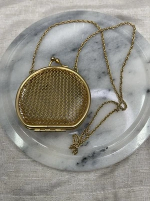 Винтажный золотистый на петлях металлический сетки поцелуй замок мини монета сумочки - Изображение 1 из 4