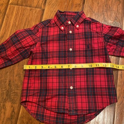 Ralph Lauren мальчиков 2T красный клетку длинным рукавом рубашка на пуговицах  - Изображение 1 из 4