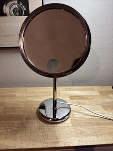 VTG Baci Lighted Vanity Makeup Magnifying Mirror Chrome White Made USA - Picture 1 of 7