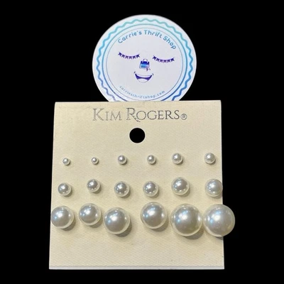 Pendientes Graudados Perforados Redondos Perla Imitación Kim Rogers De Colección En Muy Buen Estado Preciosos Foto 1 de 4