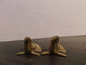 2xVintage MCM MASSIV MESSING SIEGEL SEELÖWE OZEANTIER FIGUR SCHREIBTISCH KUNST TISCH KUNST - Bild 1 von 2