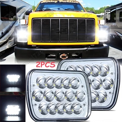 Par de faros LED cuadrados H4 de 7x6" 5x7" pulgadas para Chevy C6500 C7500 Kodiak C8500 Foto 1 de 4