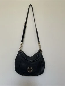 Michael Kors Black Hobo Leather Bag With Gold Hardware - Picture 1 of 6