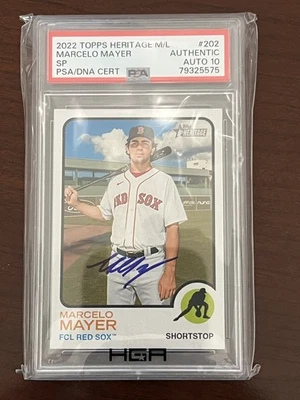 Marcelo Mayer 2022 Topps Heritage Minors SP #202 Autograph Grade 10 Red Sox - Image 1 of 2