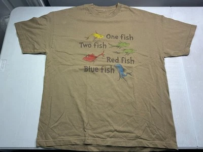 Vintage Y2K Dr Seuss One Fish Two Fish Red Fish Blue Fish Mens T-Shirt Sz XL - Image 1 of 4