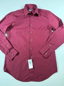Van Heusen Men's Dress Shirt Regular Fit Poplin Solid Persimmon Size 14.5 32/33 - Picture 1 of 11
