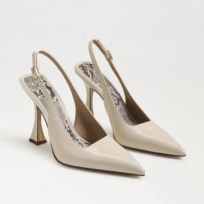 Sam Edelman Women's 8M Ivory Leather Odette Slingback Pumps Pointed Toe P18-29 - Image 1 of 4