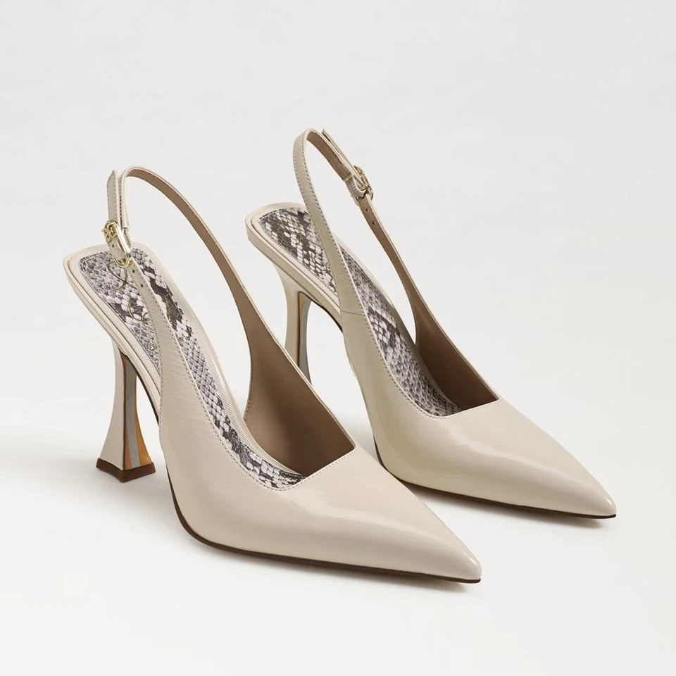 Zapatos de salón Sam Edelman para mujer 8M de cuero marfil Odette con cordones punta P18-29 Foto 1 de 4