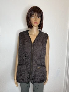 Barbour Betty Quilted Vest Women’s Size 12 Brown Full Zip Fleece Lined - Picture 1 of 12