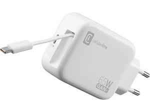 Cargador móvil - CellularLine ROLL, Retráctil, 65W, Tipo C, Universal, Blanco - Imagen 1 de 10
