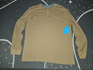 Columbia Waffel Top braun Henley Strick Thermo Langarm T-Shirt Gr. L  - Bild 1 von 10
