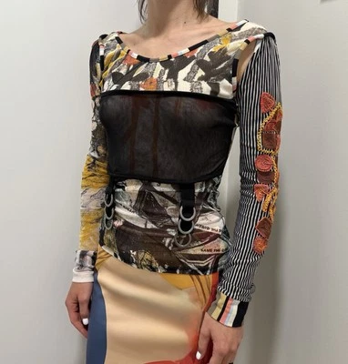 Blusa Save The Queen Malla y2k Tirantes Vintage Multicolor Manga Larga Top Talla S Foto 1 de 4