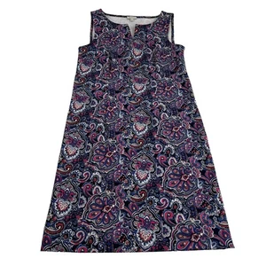 Talbots A-Line Dress Women’s Small Blue Pink White Paisley Print Sleeveless - Picture 1 of 4