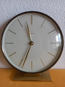 Junghans Tischuhr Kaminuhr Messing Quartz Durchm. ca 17cm läuft , Vintage - Bild 1 von 11