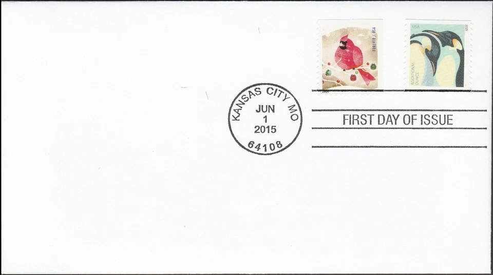 US 4990 Penguins (coil) Winter Fun Cardinal CDS FDC 2015 - Image 1 of 1