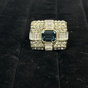 Anillo Heidi Daus Inspiración Divina Azul Verde Rectángulo Octágono Transparente Talla 9.75 - Imagen 1 de 10