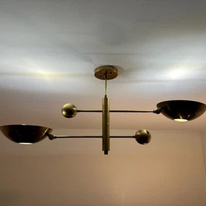 2 Pendant Light | Mid Century Modern Antique Brass Sputnik Chandelier Light Fixt - Picture 1 of 5