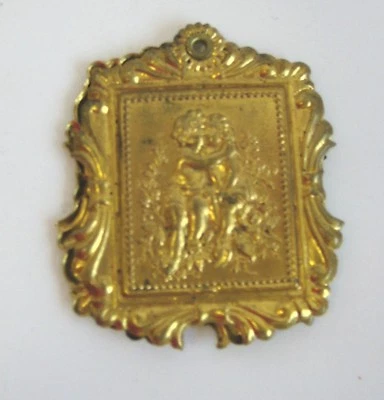 Antique Ormolu Tintype Woman Man Picture doll house miniature doll vignette - Image 1 of 4