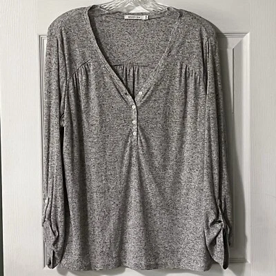 Kenneth Cole REACTION Mujer’s XL Manga Larga Cuello en V Henley Tejido Fino Mangas 3/4 Foto 1 de 4