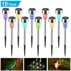 10X Garden Solar Stake Lights Colour Changing Outdoor Pathway Lamps Border Decor - Picture 1 of 11