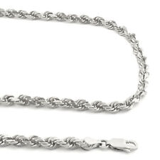 10K White Gold 4mm Diamond Cut Rope Chain Italian Link Pendant Necklace 22"
