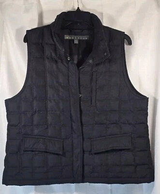 Kenneth Cole Reaction Down Quilted Puffer Vest Zip Pocket Women’s Size XL Black  - Image 1 of 4