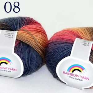 Sale 2Ballsx50gr Colorful Rainbow Rug Shawl Cashmere Wool Hand Crochet Yarn 08 - Picture 1 of 12