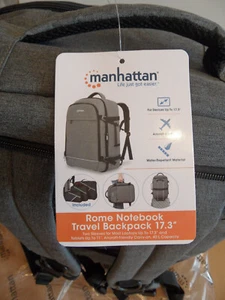 NEU! Laptoprucksack Manhattan Rome Notebook Travel Backpack 17,3" - Afbeelding 1 van 3