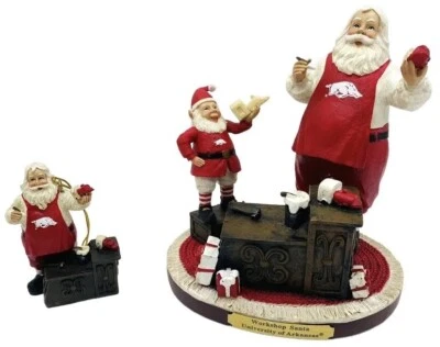 Estatueta de Papai Noel Arkansas Razorbacks Workshop com Ornamento-The Memory Company-Nova Na Caixa - Imagem 1 de 4