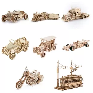ROKR 3D Wooden Puzzle Car Model Series DIY Model Mechanical Kits Kids Xmas Gifts - Picture 1 of 80