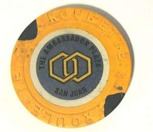 AMBASSADOR PLAZA Hotel Ora Hex ROULETTE Casino Chip Condado SANJUAN Puerto Rico - Picture 1 of 2